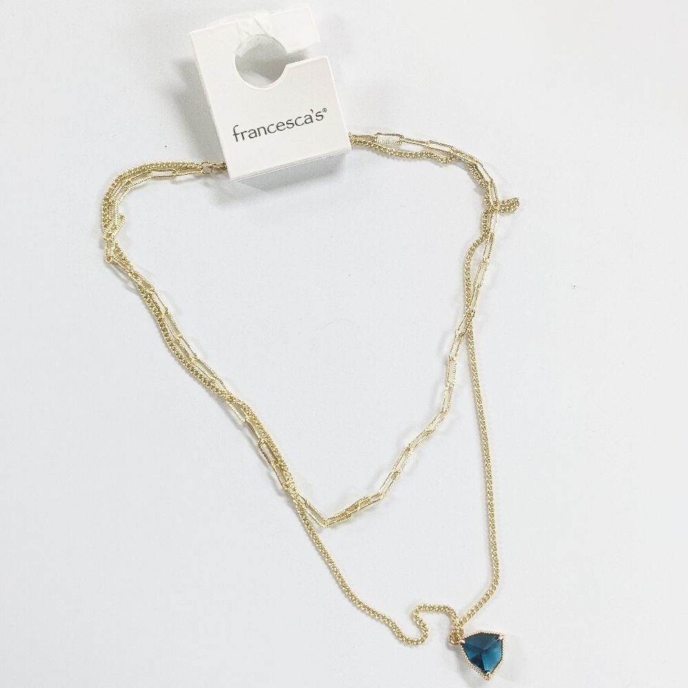 Francesca's Gold Double Stone Necklace